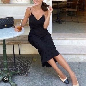 Zara Jacquard Polka Dot Wrap Midi Dress Size S